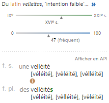 velléité-utilisation Fréquence d’usage et déclinaisons du mot ‘velléité’ en français – origine latine vellĕitas, XVIe siècle.